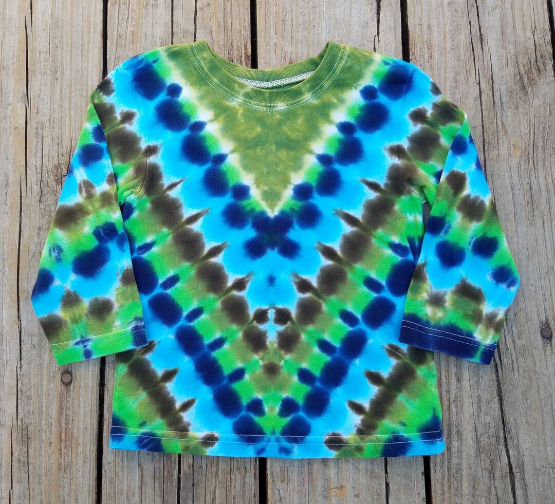 Toddler Tie Dye Shirt 2T Long Sleeve Shirt Greens and Blue Etsy