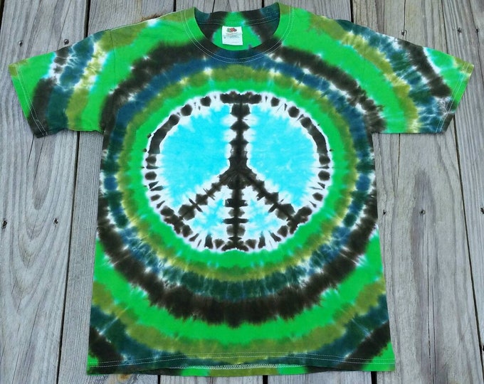 Adult Green Tie Dye Peace Sign T-shirt, S M L XL 2XL 3XL Shirt, Greens Tie Dye,  Men's , Womens's