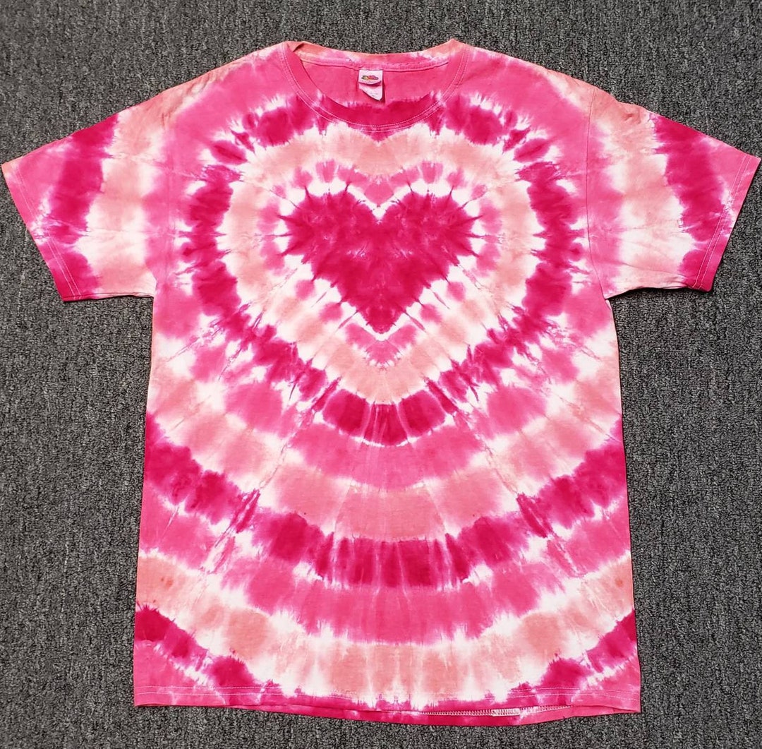 Pink Heart Tie Dye T-shirt, 2X 3X 4X 5X 6X, Pink Tie Dye Top