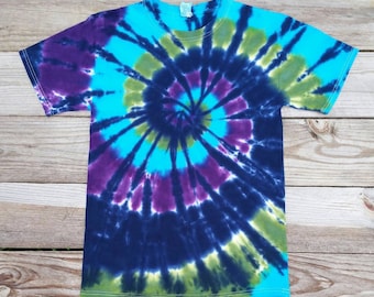 Tie Dye Shirt, Adult Sizes S M L XL XXL 3XL, Blue Green and Purple,  Hippie Top, Mens, Womens, Deadhead, Festival