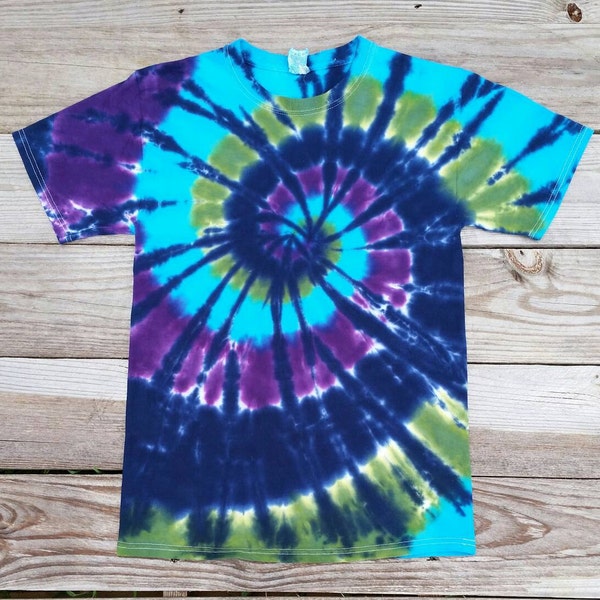 Tie Dye Shirt, Adult Plus Sizes 2XL 3XL 4XL 5XL 6XL, Blue Green and Purple,  Hippie Top, Mens, Womens, Deadhead, Festival