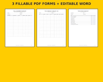 Tool Inventory Checklist & Equipment Checkout Log | Contractor Tool Sign Out Sheet, Serial Number Record | Printable Fillable PDF