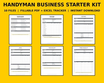 Handyman Business Templates | Startup Kit with Estimate, Invoice, Rate Sheet, Mileage Log & Income Tracker | Fillable PDF and Excel