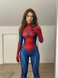 Spider-Woman Bodysuit \u2013 Red Blue Web Print Cosplay Costume (XS\u2013XXXL) product logo