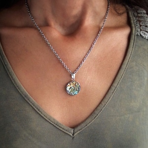 Bismuth Crystal and Stainless Steel Necklace, Custom Color Choice