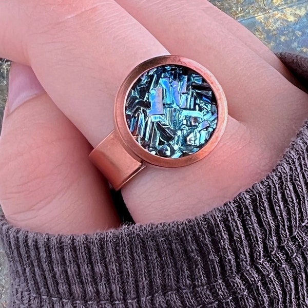 Copper and Bismuth Crystal Cocktail Ring, Custom Color Choice