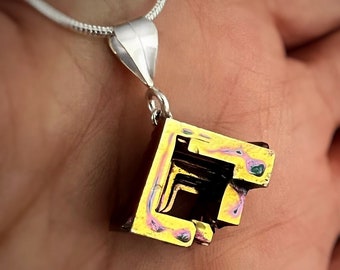 Crystal Kite, Small Iridescent Bismuth Crystal Necklace, Ready to Ship