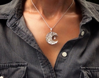 Bismuth Necklace, "Silver Moon"