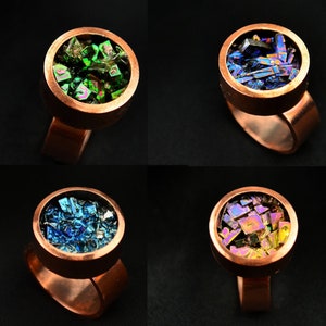 Copper and Bismuth Crystal Cocktail Ring, Custom Color Choice