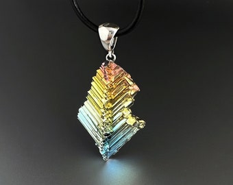 Stairs to the Sun, Unique Bismuth Crystal Necklace, Ready to Ship