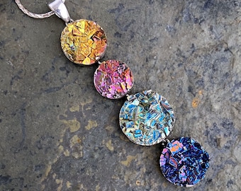 Galilean Moons of Jupiter Necklace, Bismuth Crystal Jewelry, Romantic Gift, Optional Celestial Gift Wrap
