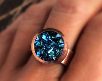 Copper and Bismuth Crystal Cocktail Ring, Custom Color Choice
