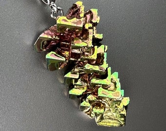 Irish Angles, Iridescent Bismuth Crystal Necklace, Ready to Ship
