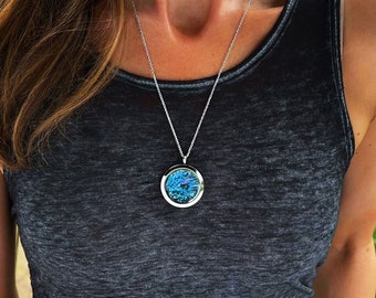 Bismuth Crystal Locket Necklace with Stainless Steel, Custom Color Choice, Stainless Steel Chain