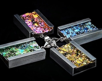 Bismuth Crystal Necklace, Custom Color Choice, Long Rectangular Bezel, Modern Design