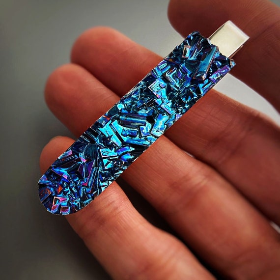 Crystal Tie Clip, Bismuth, Unique Groom Accessory, Custom Wedding Jewelry for Him, Gift for Dad