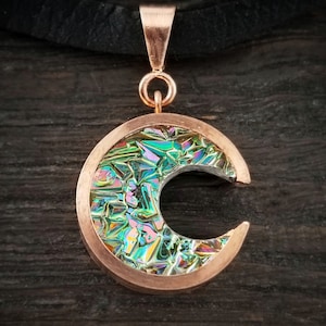 Crescent Moon Choker Necklace with Bismuth Crystal and Copper Setting, Custom Color Choice image 6