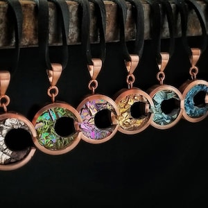 Crescent Moon Choker Necklace with Bismuth Crystal and Copper Setting, Custom Color Choice image 4