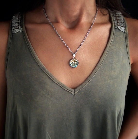 Bismuth Crystal and Stainless Steel Necklace Custom Color Choice