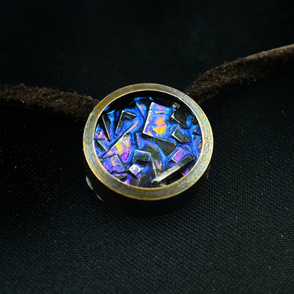 Floating Papers, Bismuth Metal Crystal Pendant and Copper Plated Chain or Leather Necklace, Cool Jewelry