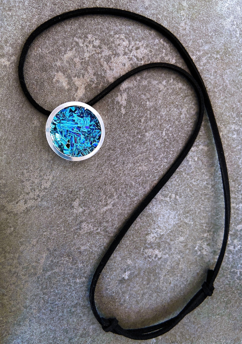Bismuth Crystal Necklace with Leather or Faux Leather Cord
