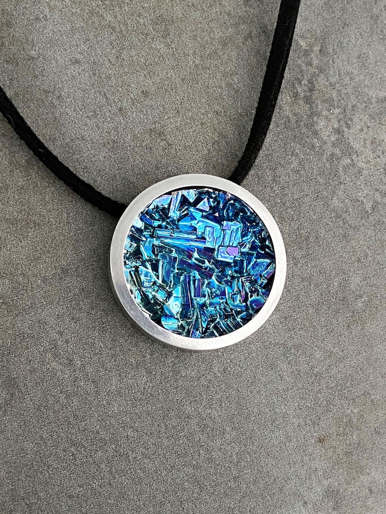Bismuth Crystal Necklace with Leather or Faux Leather Cord