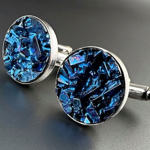 Bismuth Crystal Cuff Links, Custom Order, Unique Groom or Best Man gift