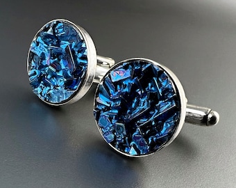 Bismuth Crystal Cuff Links, Custom Order, Unique Groom or Best Man gift