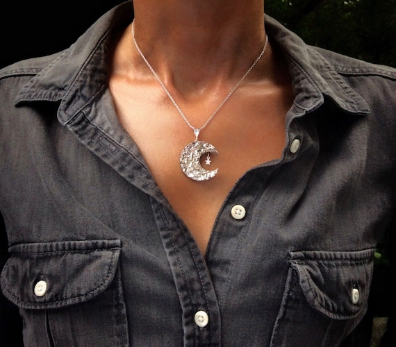 Bismuth Necklace silver Moon Etsy Australia