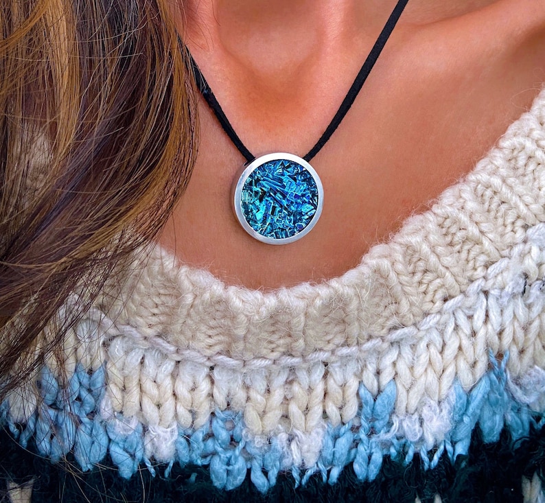 Bismuth Crystal Necklace with Leather or Faux Leather Cord