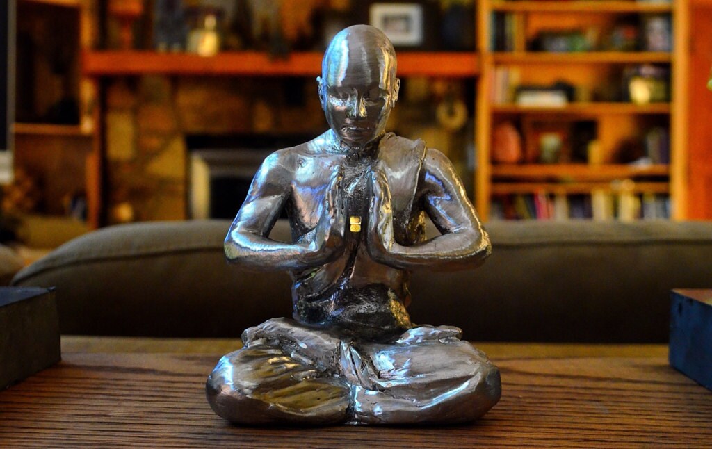 Bismuth Levitation Zen Monk Sculpture Mindful Decor Etsy