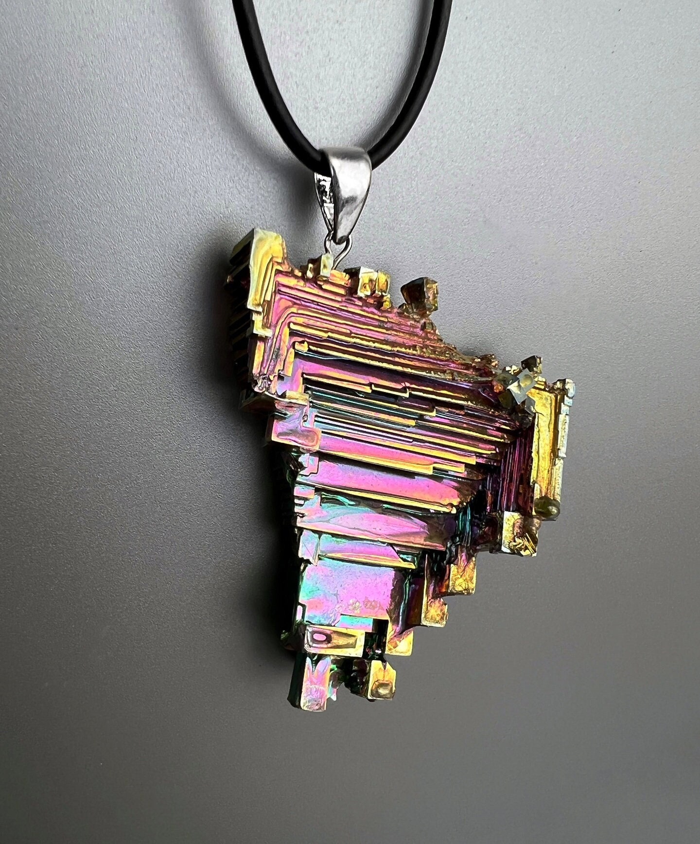 Bismuth crystal necklace deals