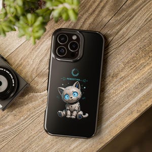 Mobilskal med robotkatt | Svart tekniskt mobilskal, Gamerkattskal