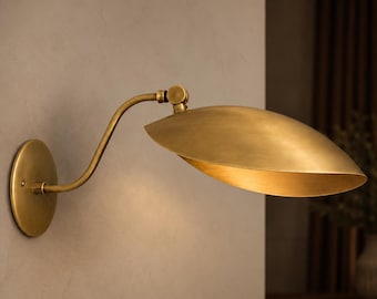 Adjustable Brass Wall Sconce, Swing Arm Reading Light, Mid Century Modern Wall Lamp, Handmade Bedside Light, Vintage Brass Wall Fixture