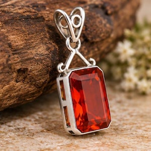 Ruby Quartz Silver Pendant Teardrop Fashion Pendant Red Gemstone Statement Jewelry