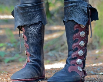 Klassische Wikinger Stiefel mit Manschette - Custom Büffel Mokassins - Lederstiefel für Damen - Hochwertige Lederstiefel für Männer