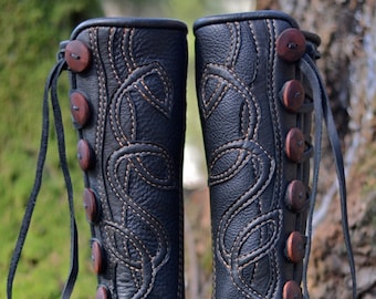 Celtic Freedom Moccasins: Made to Order - Knee High Boots - Custom Moccasins - Women's Boots - Leather Boots - Women's Moccasin Boots