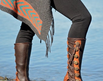 Elf Mokassins Elven Mokassin Stiefel Erdung Schuhe grün | Etsy Spirale Göttin Mokassins benutzerdefinierte Stiefel Damen Mokassin Stiefel kniehohe Stiefel Büffel Mokassins