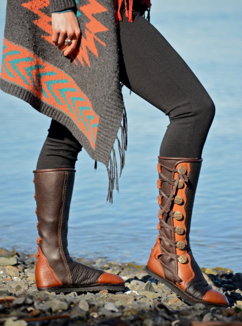 black moccasin boots knee high