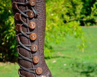 Chocolate Brown Moccasins Made to Order Knee High Boots Leather Boots Women Custom Moccasins Leather Boots Men Buffalo Moccasins Etsy