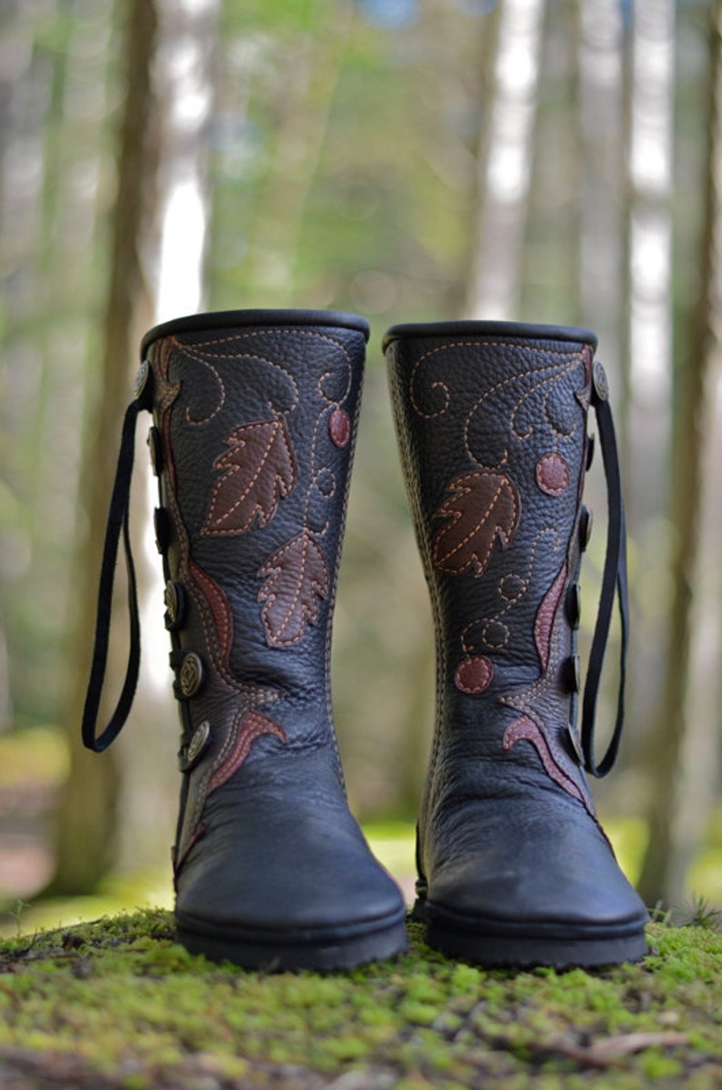 black moccasin boots knee high