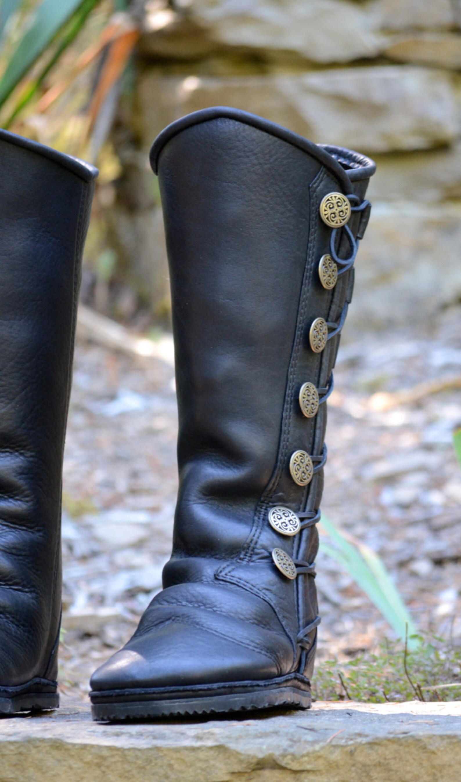 Black Leather Boots Custom Leather Moccasins Renaissance Etsy