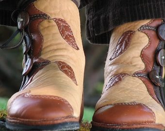 Botas de árbol y hoja personalizadas: hechas a pedido - Botas de cuero para mujer - Botas tipo mocasín de cuero - Mocasines de hadas - Botas renacentistas - Botas élficas para hombre