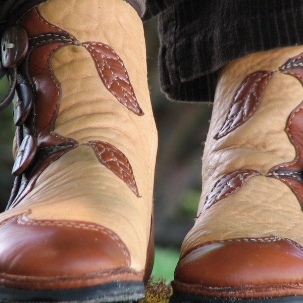 Custom Tree & Leaf Boots: Made to Order -Leather Boots Women -Leather Moccasin Boots -Fairy Moccasins - Renaissance Boots -  Elven Boots Men