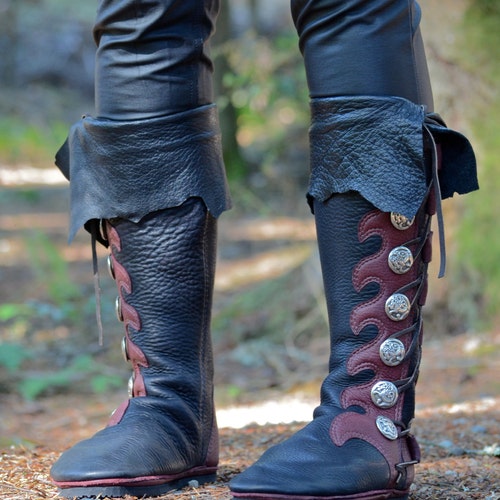 Knee-high Custom Viking Boots With Cuff Custom Buffalo - Etsy