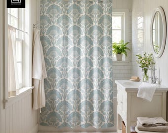 Shower Curtain Mockup PSD, Cottagecore Bathroom, Smart Object, Photoshop&Photopea, Digital Download, Seamless Pattern