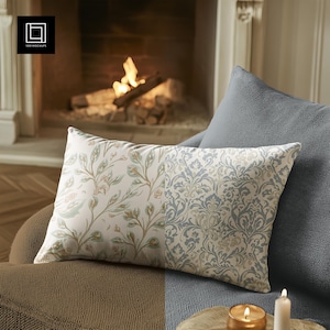 Lumbar Pillow Mockup (PSD), Seamless Fabric Pattern, Long White Cushion Mockup, Throw Pillow Smart Object Editable Color Pillowcase Template