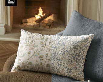 Lumbar Pillow Mockup (PSD), Seamless Fabric Pattern, Long White Cushion Mockup, Throw Pillow Smart Object Editable Color Pillowcase Template