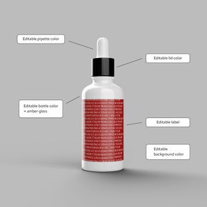 Maqueta editable de botella cuentagotas 3D, maqueta profesional para botella de suero, maqueta de botella de pipeta, presentación 3D de botella de aceite