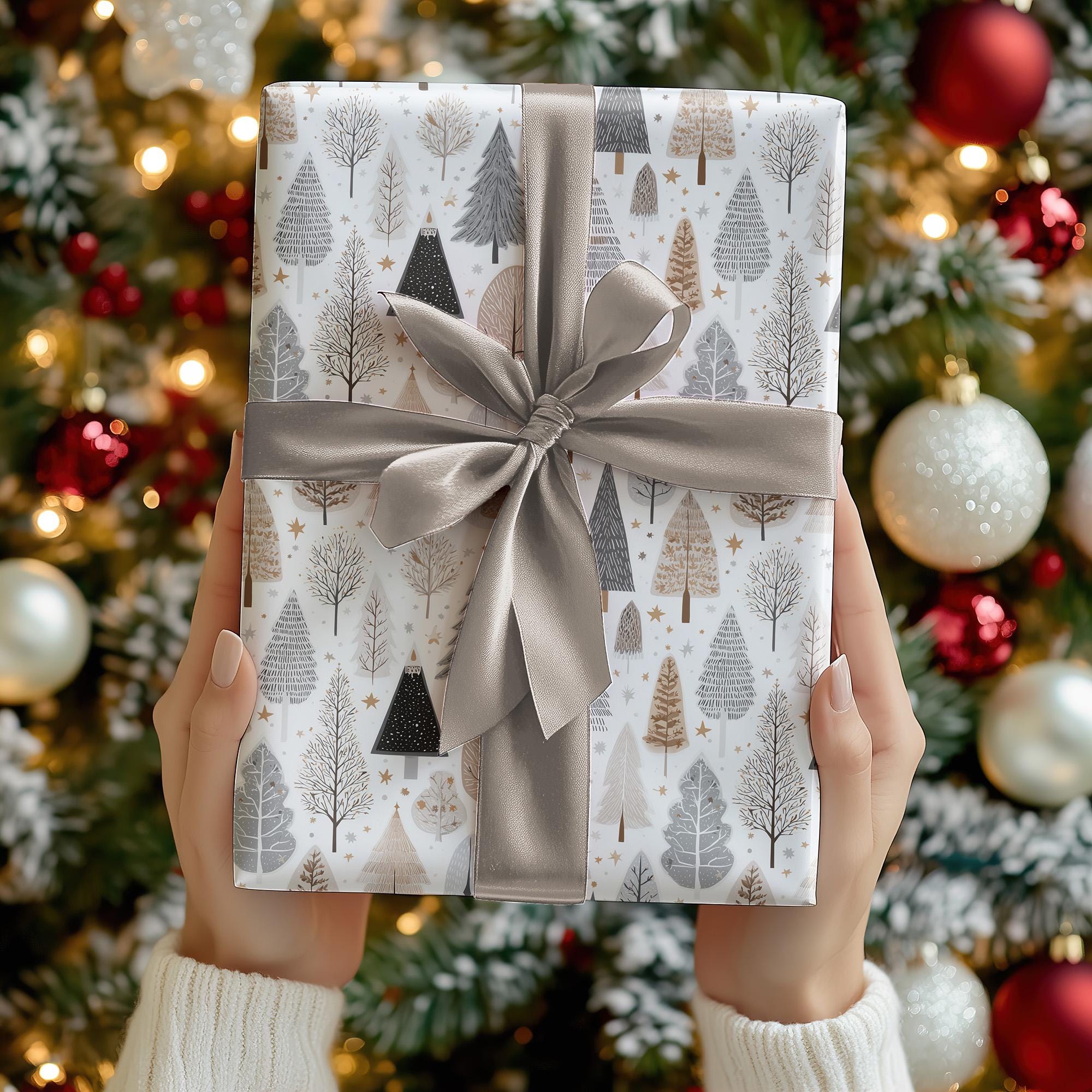 Holiday Wrapped Gift Box Model Mockup (psd+canva PNG), Editable ...